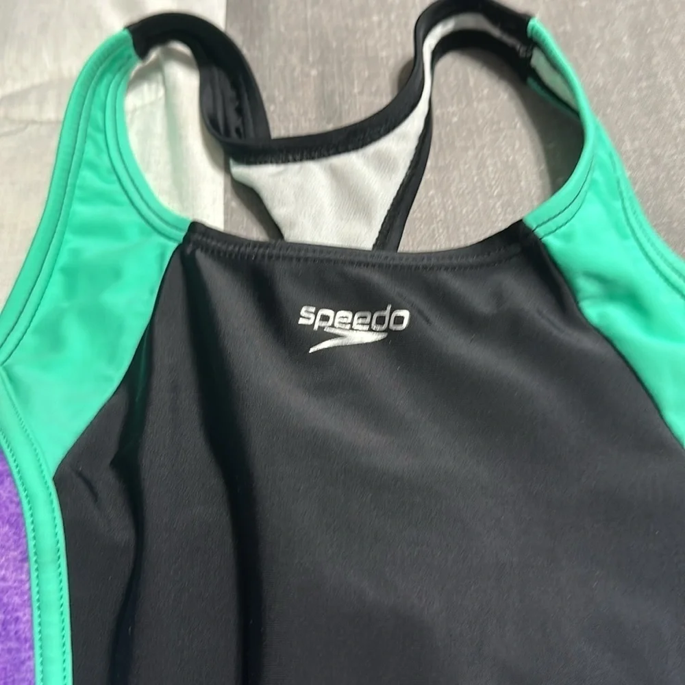 SPEEDO One Piece Bathing Suit Thick Strap Racerback Swimsuit Large Kid's